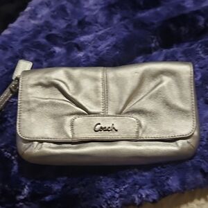 Coach Metallic Silver Clutch